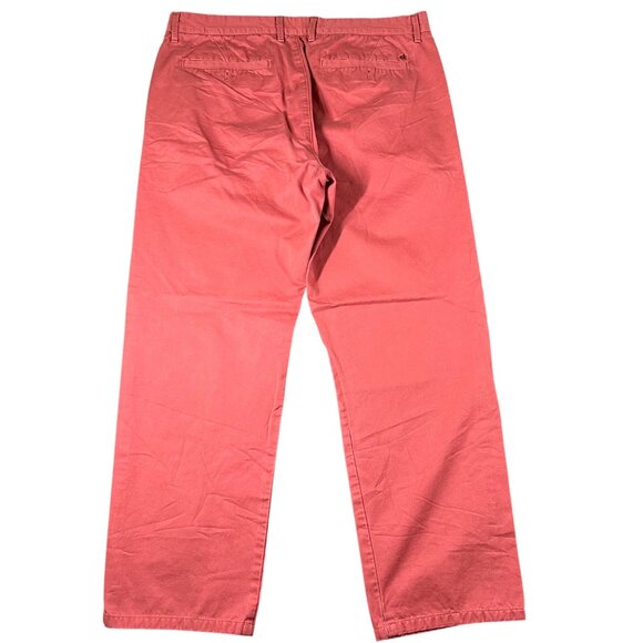 Calvin Klein Mens 36x30 Salmon Pink Flat Front Cotton Chino Casual Pants - Picture 7 of 8